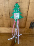 Handmade Naughty Nice I Tried Christmas tree wand with ribbon streamers