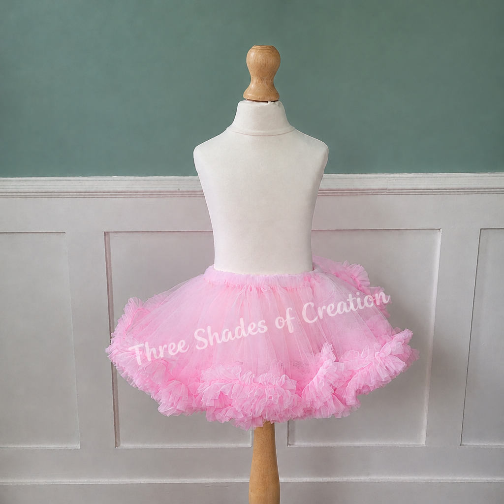 Age-2 Pink Fluffy Ruffle Tutu with corner logo removed