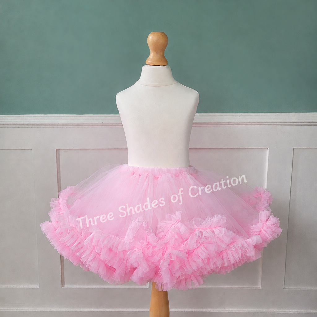 Age-4 Pink Fluffy Ruffle Tutu with corner logo removed