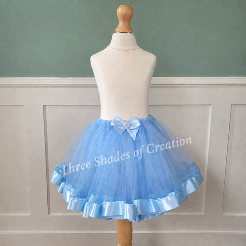 Baby Blue Satin Trim Tutu with corner logo removed