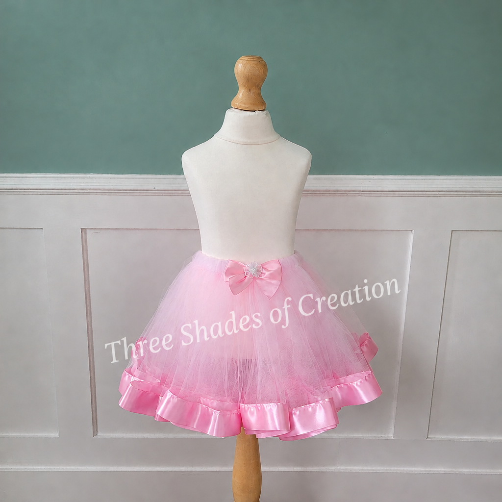 Pink Satin Trim Tutu with corner logo removed