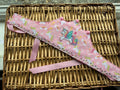 Handmade pink unicorn rainbow fabric crown with embroidered flying unicorn centrepiece, rhinestone trim and pink satin ribbon ties